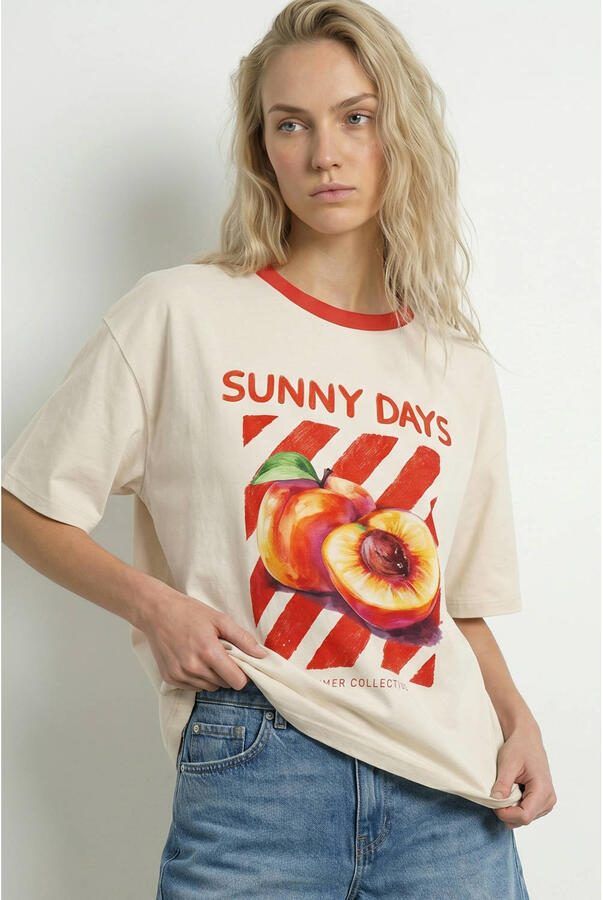 HYPEDROP T-shirt met print ecru