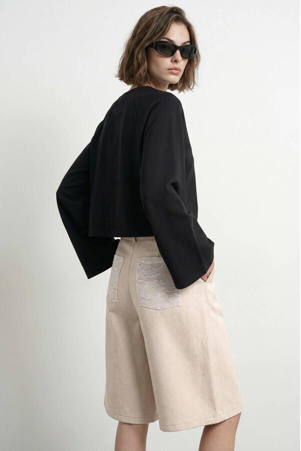 HYPEDROP wide leg bermuda short ecru - Foto 3
