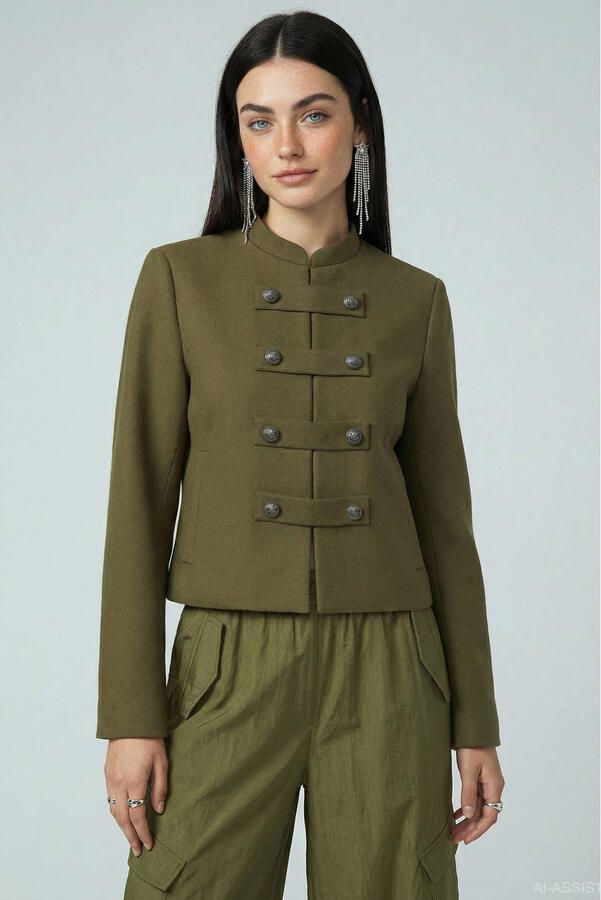 HYPEDROP wide leg regular waist cargobroek groen gebreid