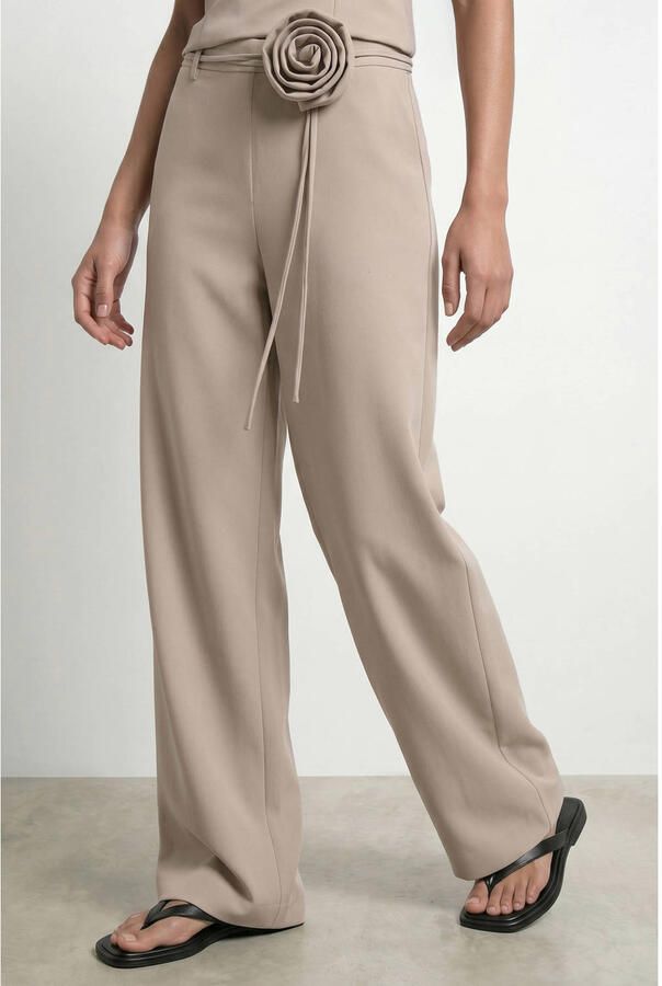 HYPEDROP wide leg regular waist casual broek taupe