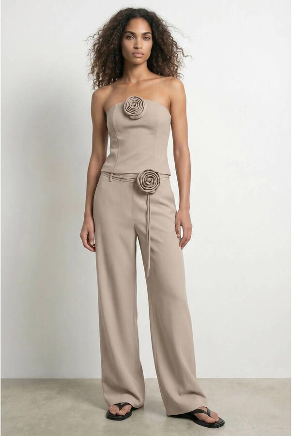 HYPEDROP wide leg regular waist casual broek taupe - Foto 2