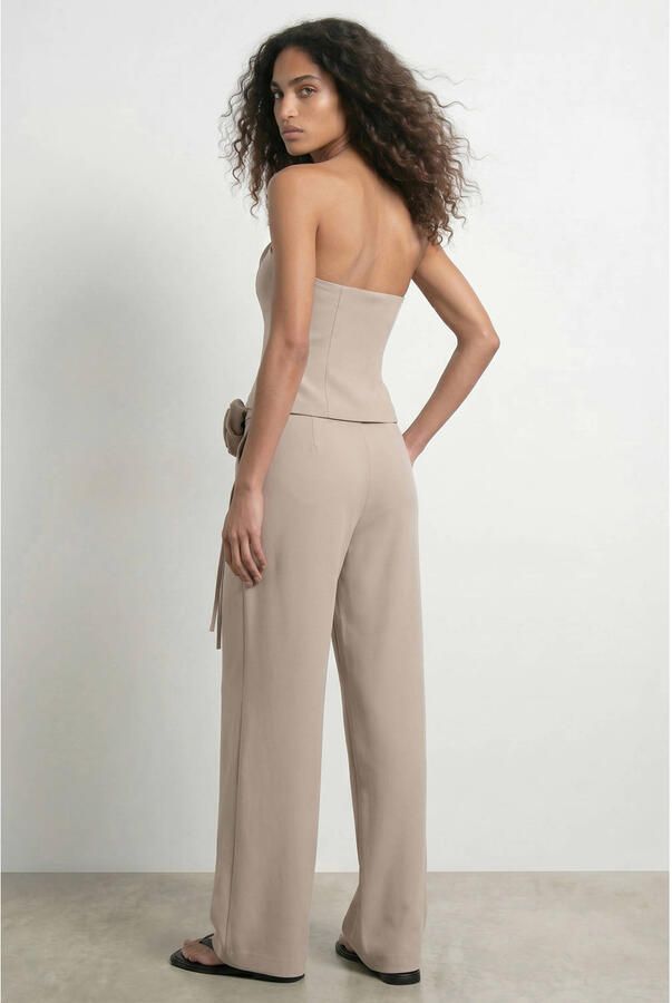 HYPEDROP wide leg regular waist casual broek taupe - Foto 3