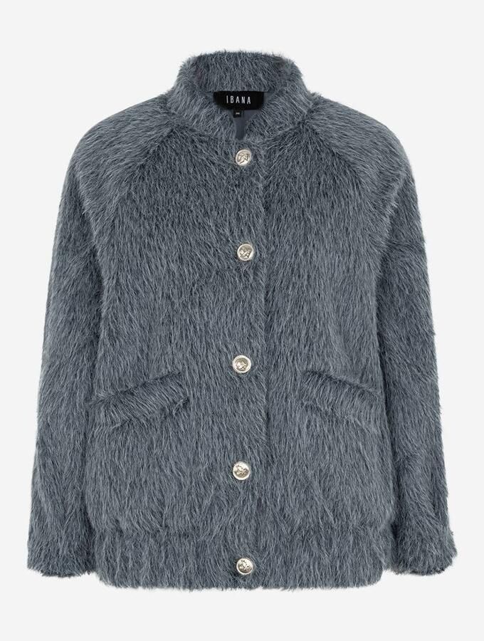 IBANA faux fur jas donkerblauw