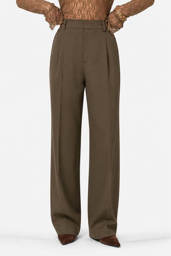 IBANA high waist regular fit broek donkergroen - Foto 3