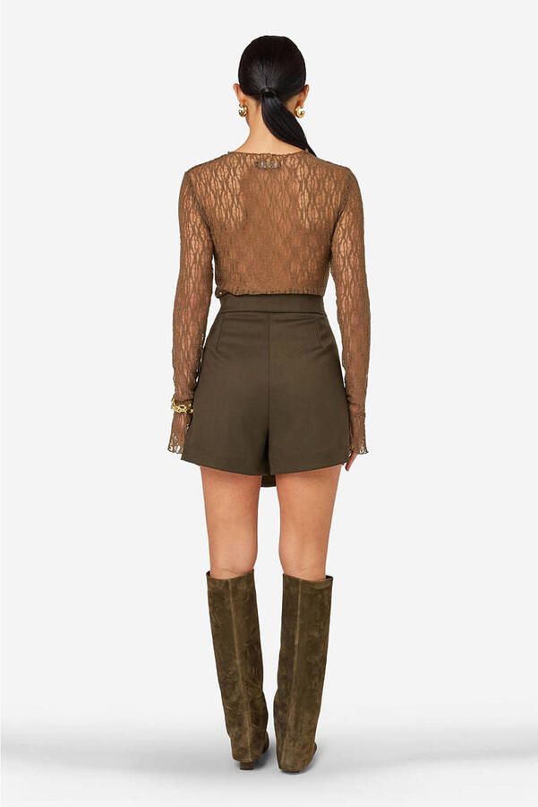 IBANA high waist regular fit casual short donkergroen - Foto 2
