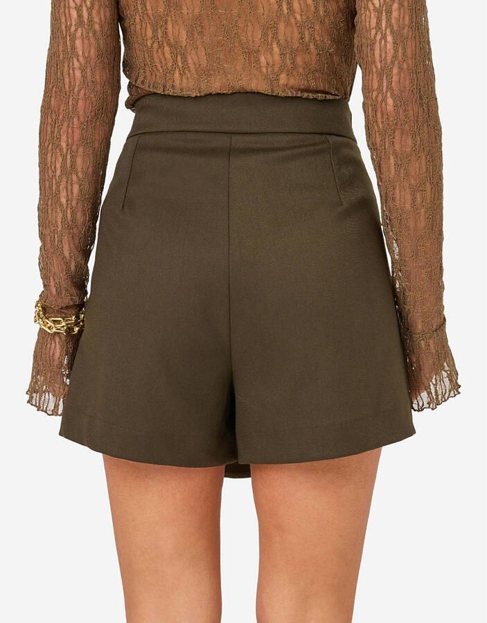 IBANA high waist regular fit casual short donkergroen - Foto 6