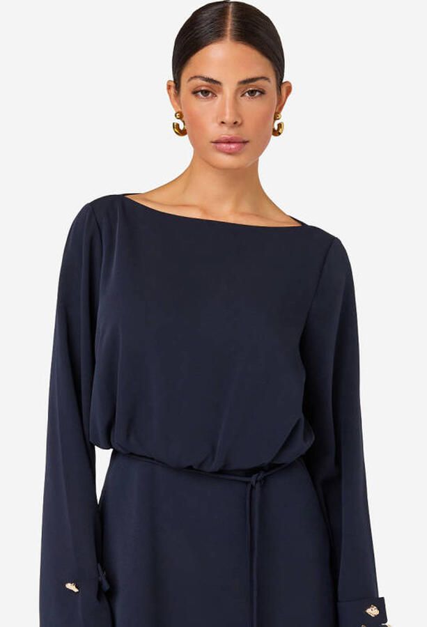 IBANA midi jurk met ceintuur blauw