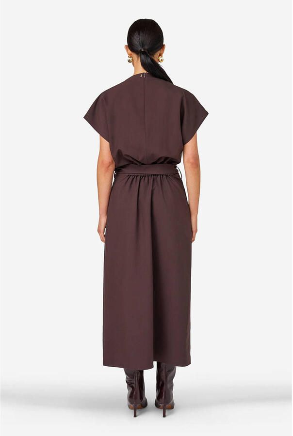 IBANA midi jurk met ceintuur bruin