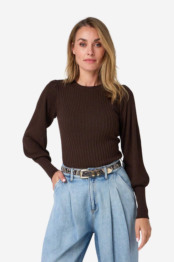 IBANA pullover trui donkerbruin met lurex - Foto 7