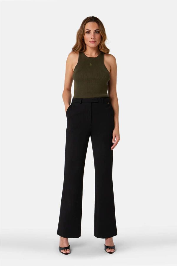 IBANA regular waist flared broek zwart - Foto 2