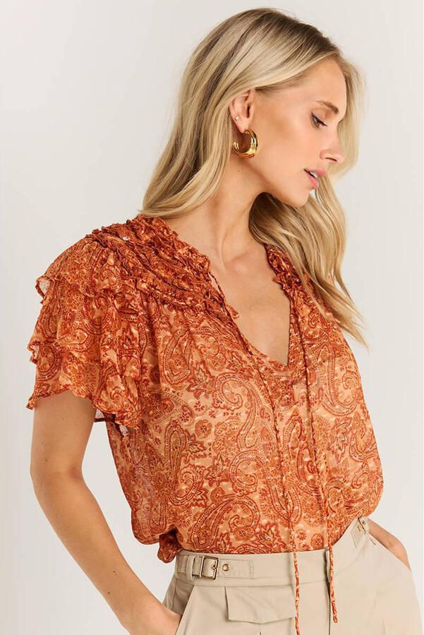 IBANA top met paisley print oranje