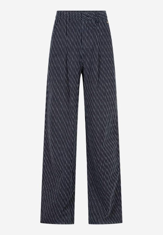 IBANA wide leg high waist gestreepte broek donkerblauw