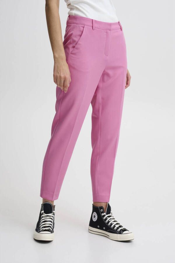 ICHI cropped high waist straight fit pantalon IHLEXI roze