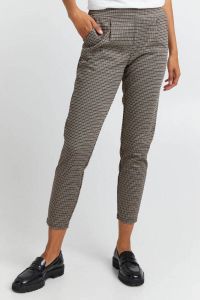 ICHI cropped straight fit broek IHKATE CAMELEON pA met all over print bruin