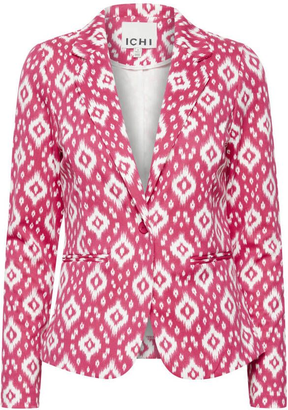 ICHI getailleerde blazer IHKATE PRINT met all over print roze wit