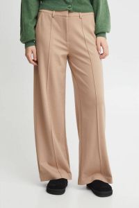 ICHI high waist loose fit pantalon IHKATE van gerecycled polyester beige
