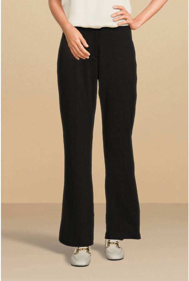 ICHI high waist straight fit pantalon IHSIMONSE pA3 van gerecycled polyester zwart