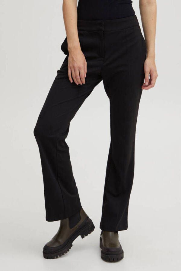 ICHI high waist straight fit pantalon IHSIMONSE pA3 van polyester zwart