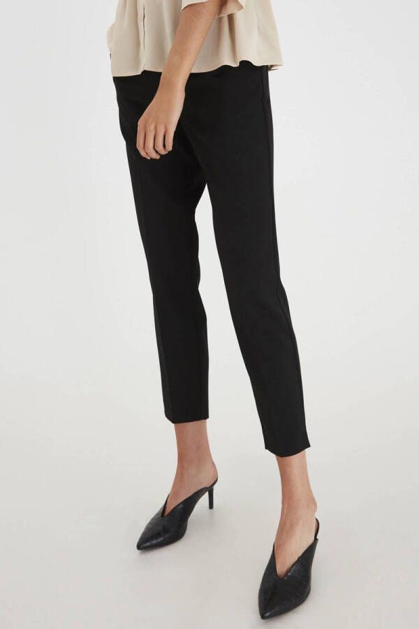 ICHI high waist straight fit pantalon zwart