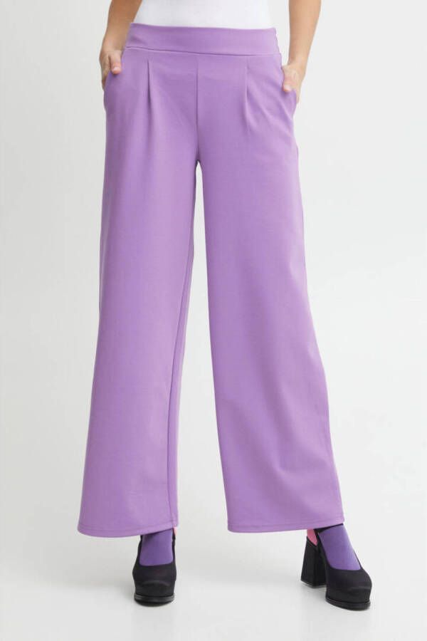 ICHI high waist wide leg pantalon IHKATE SUS LONG WIDE van gerecycled polyester paars