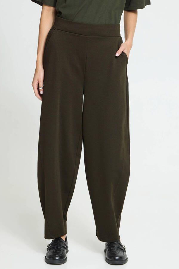 ICHI barrel broek donkergroen