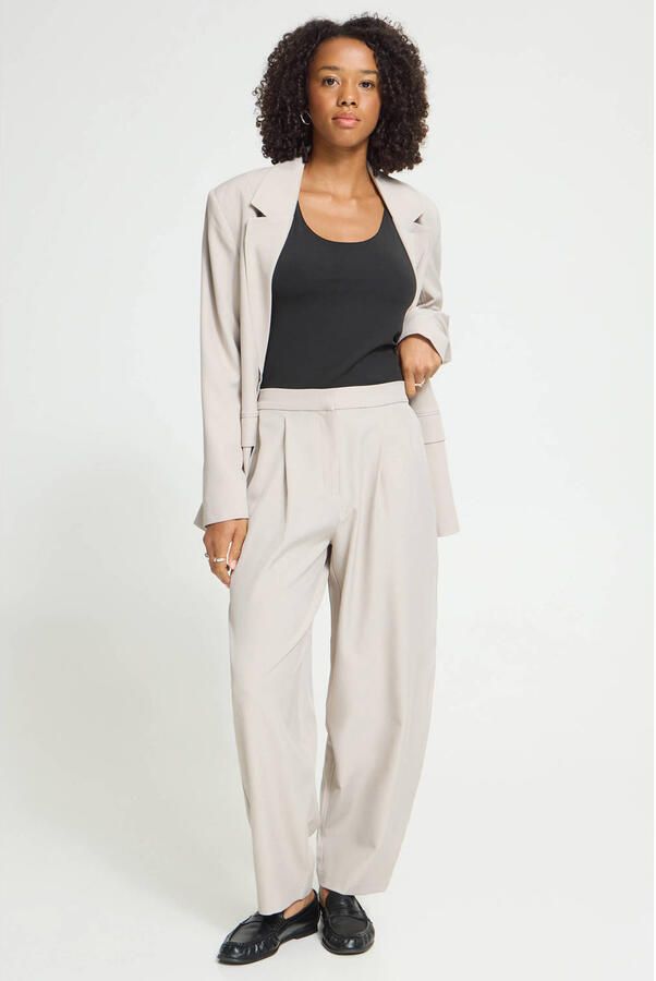 ICHI barrel regular waist pantalon ecru - Foto 3
