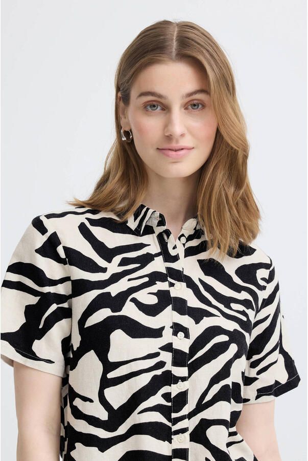 ICHI blouse met linnen