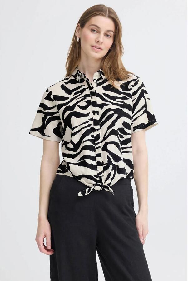 ICHI blouse met linnen - Foto 3