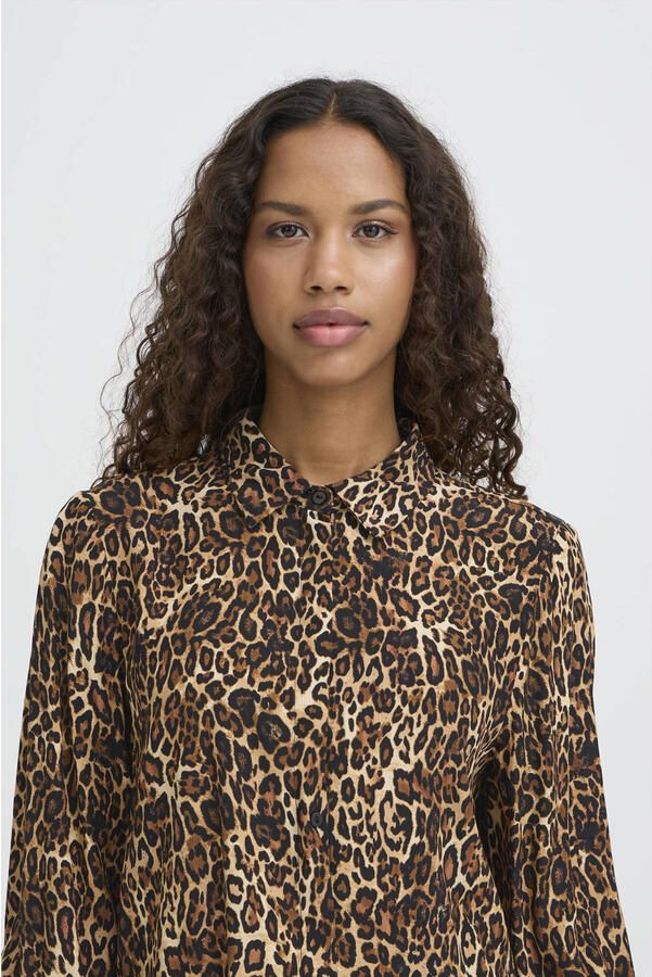 ICHI blouse met panterprint bruin - Foto 3