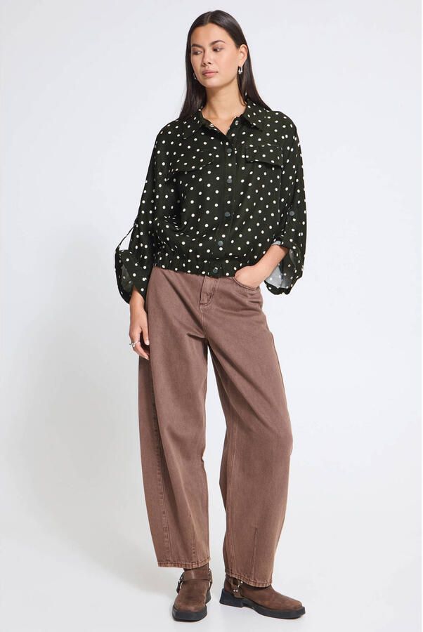 ICHI blouse met stippen donkergroen - Foto 2