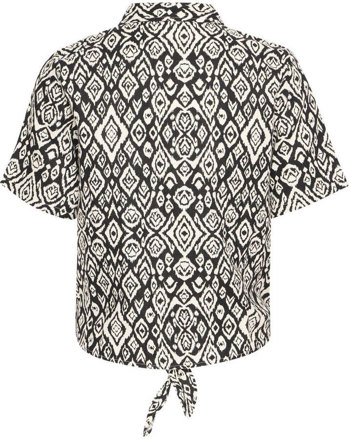 Ichi Regular fit blouse van een mix van linnen en viscose met knoopdetail