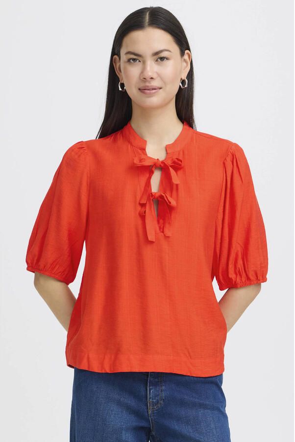 ICHI blousetop koraalrood