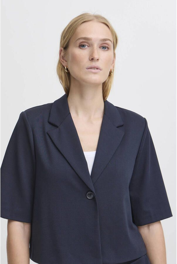 Ichi Geknipte Blazerjas Total Eclipse Blue Dames