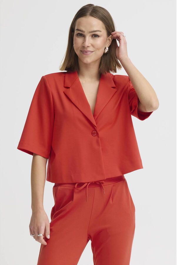 ICHI cropped blazer rood