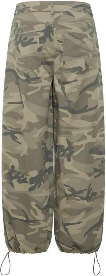 ICHI denim baggy camouflage broek groen - Foto 3