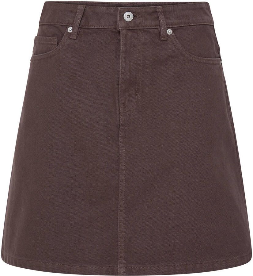 ICHI denim spijkerrok donkerbruin