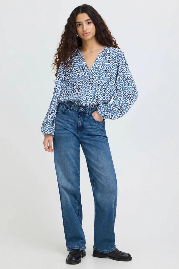 ICHI gebloemde blouse blauw - Foto 2