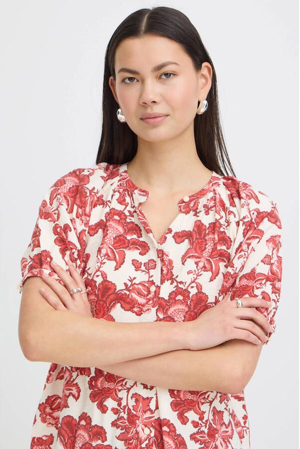 ICHI gebloemde blouse rood - Foto 2