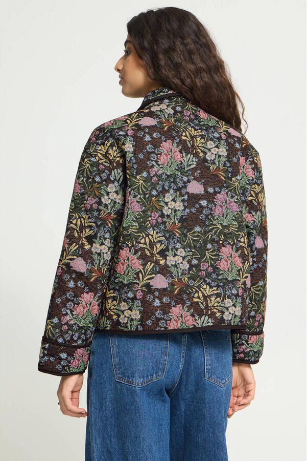 ICHI gebloemde jacket zwart meerkleurig - Foto 3