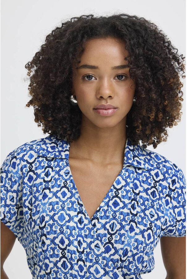 ICHI gebloemde jumpsuit blauw - Foto 2