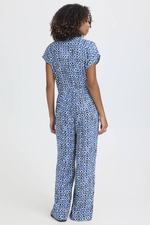 ICHI gebloemde jumpsuit blauw - Foto 3