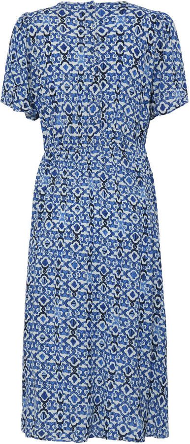 ICHI gebloemde midi jurk blauw - Foto 3