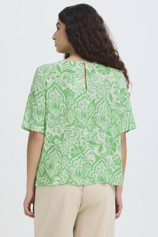 ICHI gebloemde top groen - Foto 3