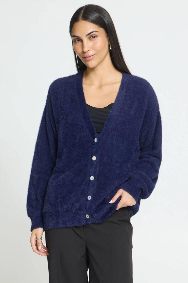 ICHI gebreid vest donkerblauw