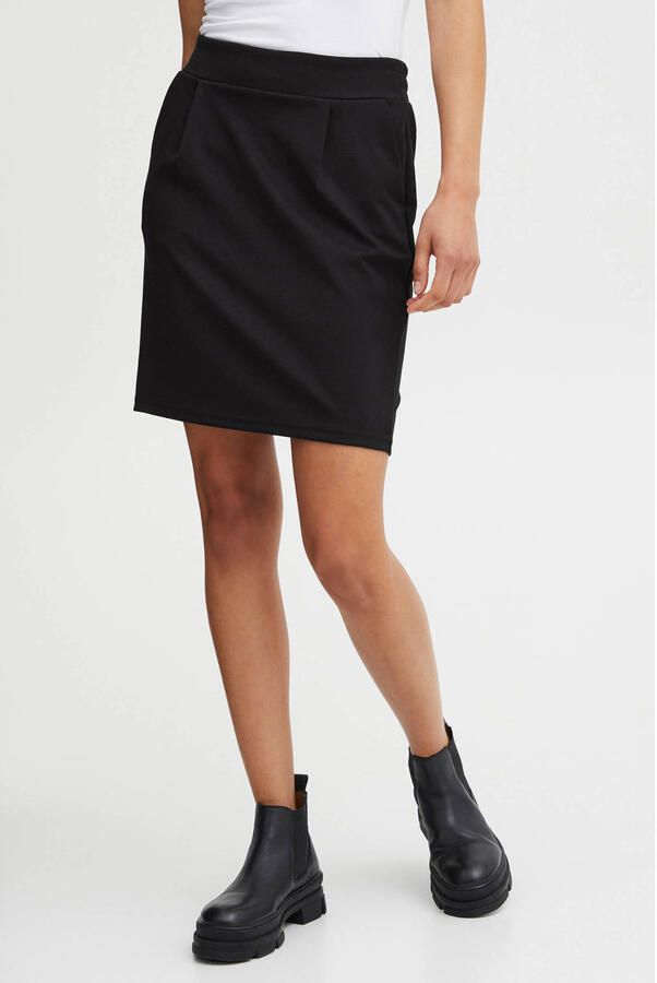 Ichi Rok met elastische tailleband knielengte Black Dames
