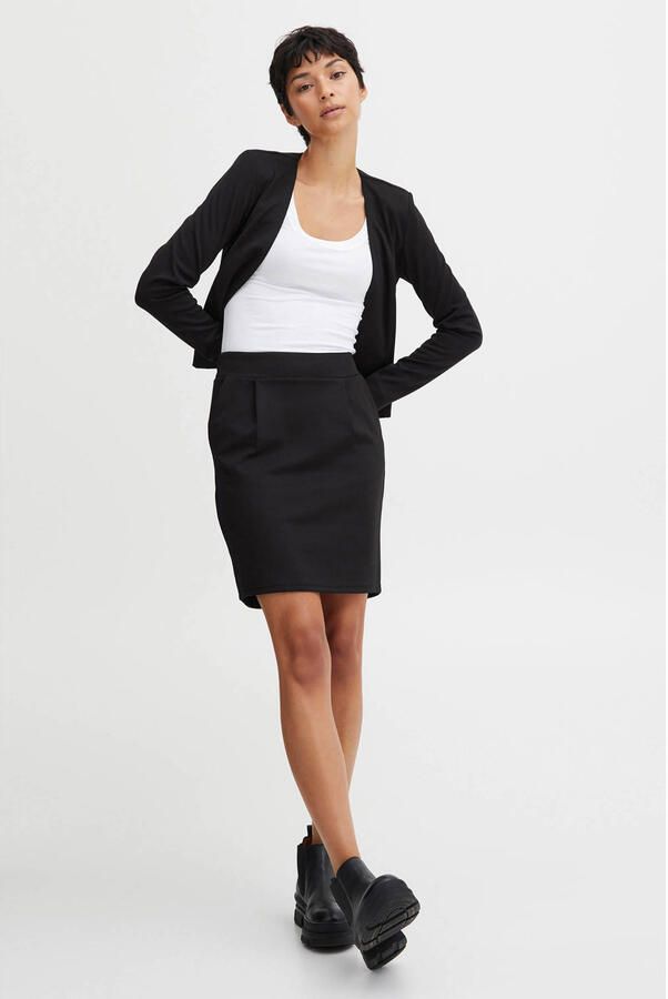 Ichi Rok met elastische tailleband knielengte Black Dames - Foto 2