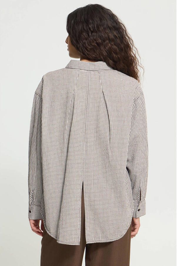 ICHI geruite blouse bruin - Foto 2