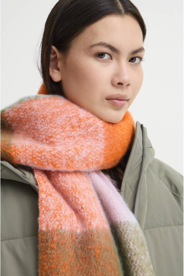 ICHI geruite sjaal IAAGGE oranje - Foto 3
