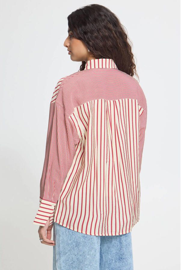ICHI gestreepte blouse rood - Foto 3