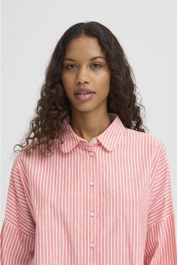 ICHI gestreepte blouse rood - Foto 3